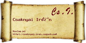 Csaknyai Irén névjegykártya